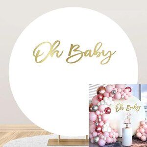 DASHAN 7.2' x 7.2' Ft  Round OH BABY Backdrop for Photography for Parties, Baby